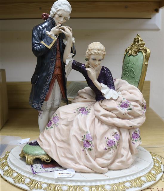 A Capodimonte group of lovers, 14in.